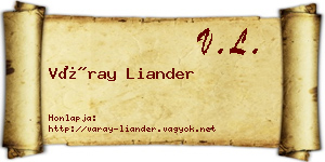Váray Liander névjegykártya